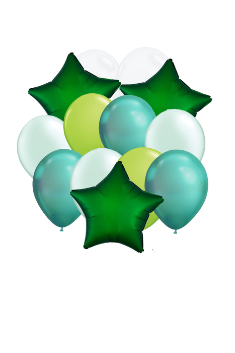 3 Satin Emerald Star Balloon Bouquet