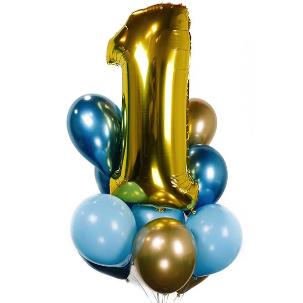 Gold Jumbo Number Gold & Blue Birthday Bouquet