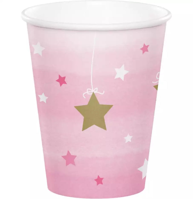 1st Birthday One Little Star Pink Cups 9oz | 8ct