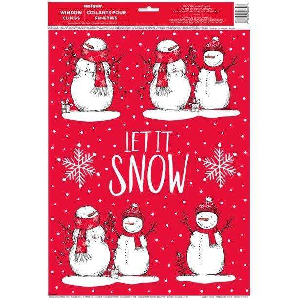 Christmas Let It Snow Snowman Window Clings | 1ct