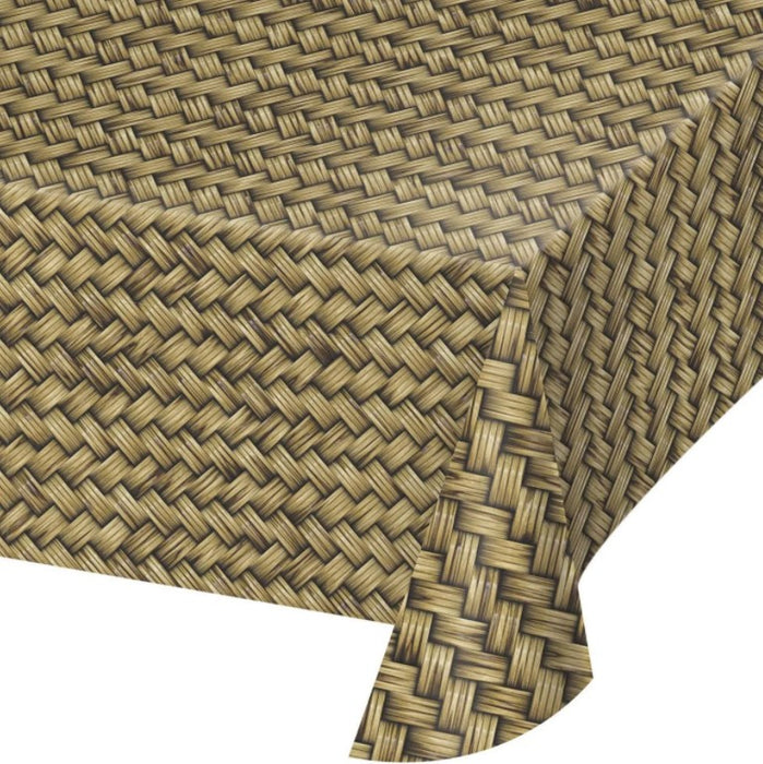 Bamboo Basket Weave Plastic Table Cover | 1ct
