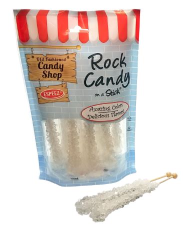 ESPEEZ Rock Candy On A Stick White - Natural Sugar | 8pcs