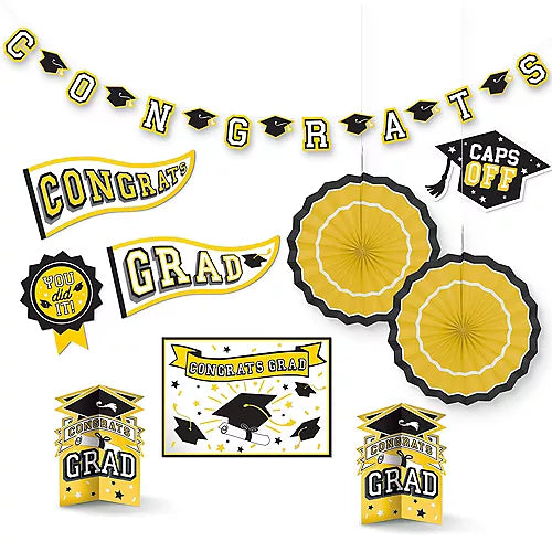 Graduation Yellow Room Decorating Kit | 10 pcs