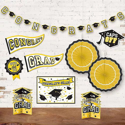 Graduation Yellow Room Decorating Kit | 10 pcs