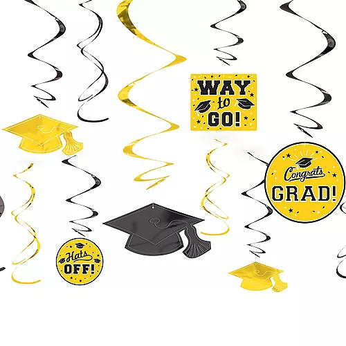 Graduation Yellow Swirl Decorations | 1 pcs