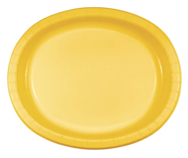 Yellow Sunshine Dinner Oval Paper Plates | 8ct